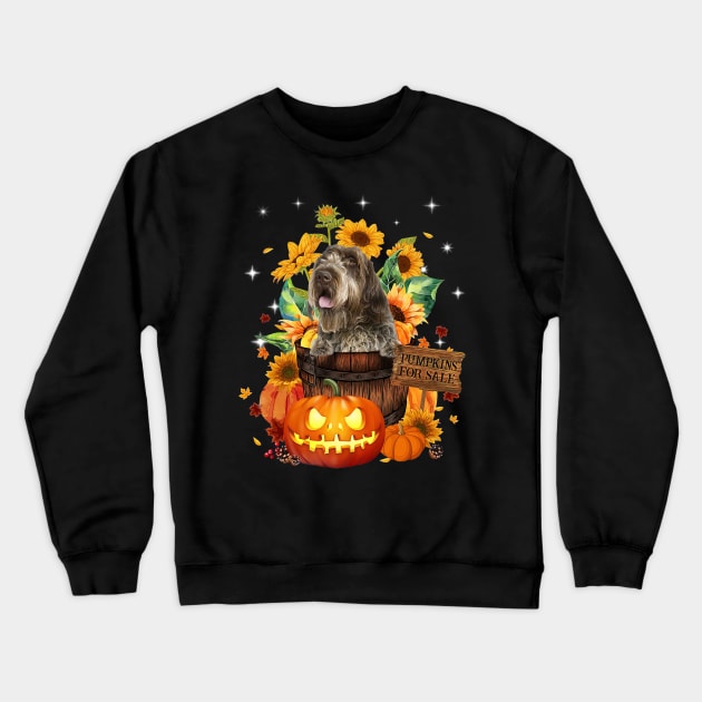 Wirehaired Pointing Griffon Halloween Pumpkin Fall Bucket Crewneck Sweatshirt by nakaahikithuy